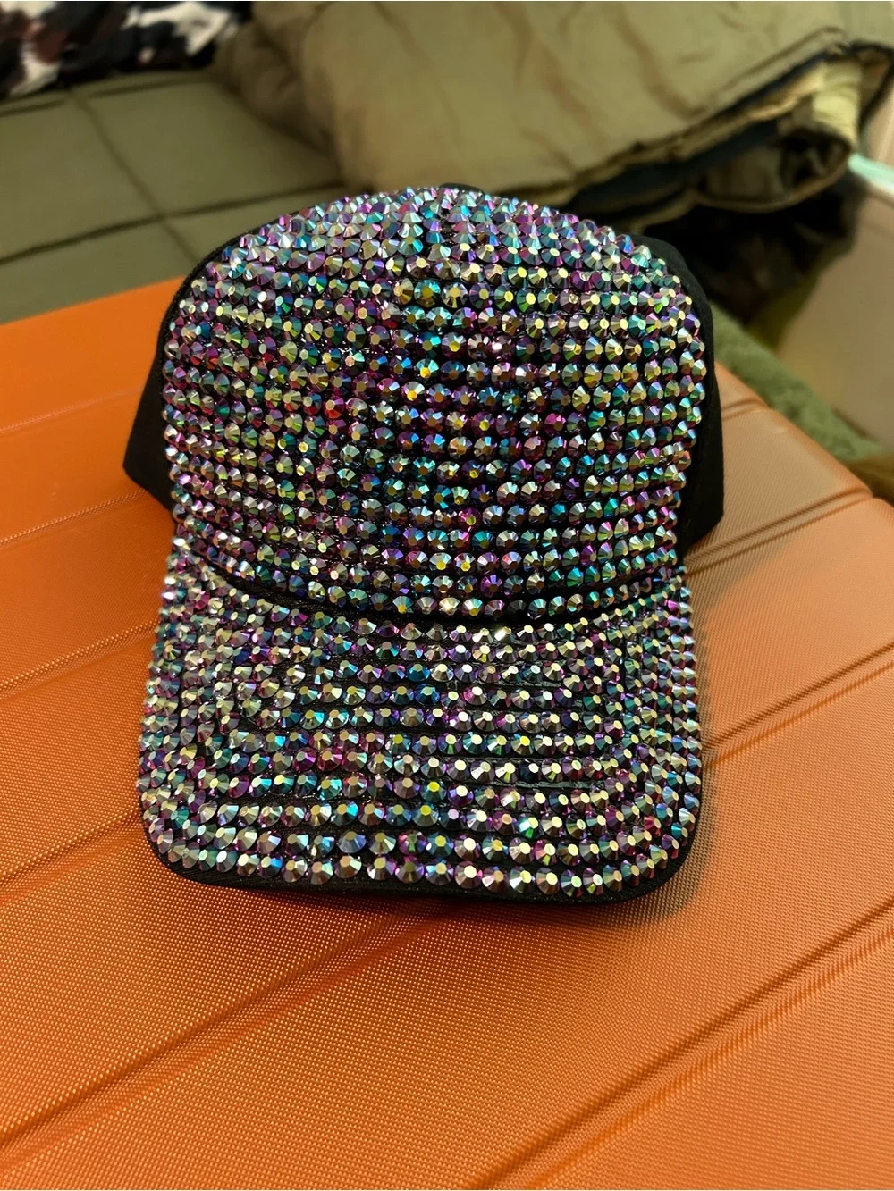 Iridescent Crystal Embellished Baseball Cap